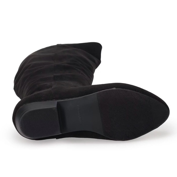 Black Suede Knee High Boots - Picture 4 of 5